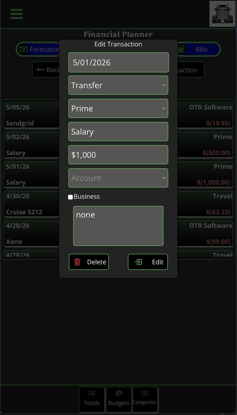 Edit transaction