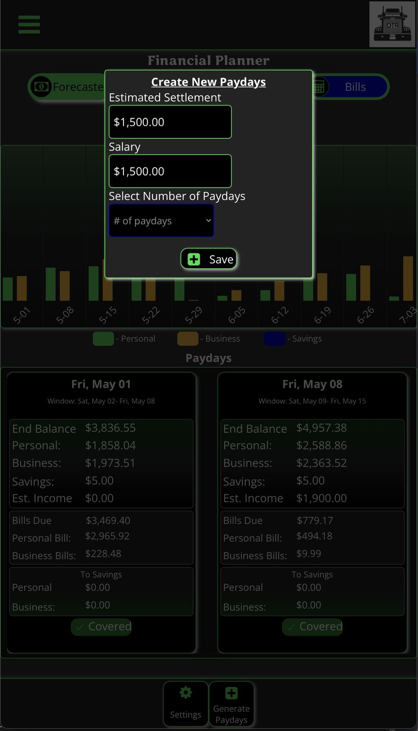 Generate Paydays — amounts