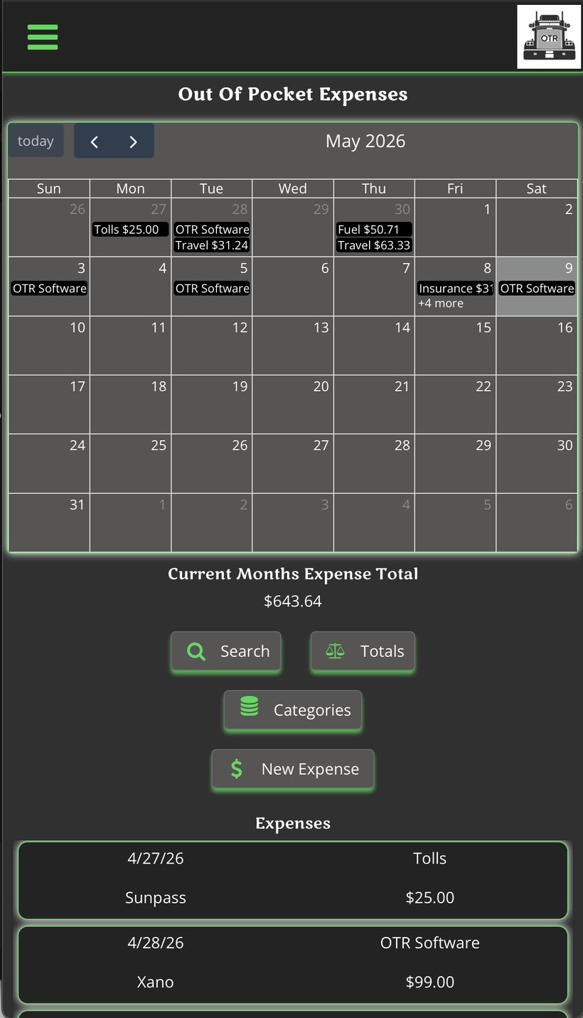 Out of pocket expenses calendar