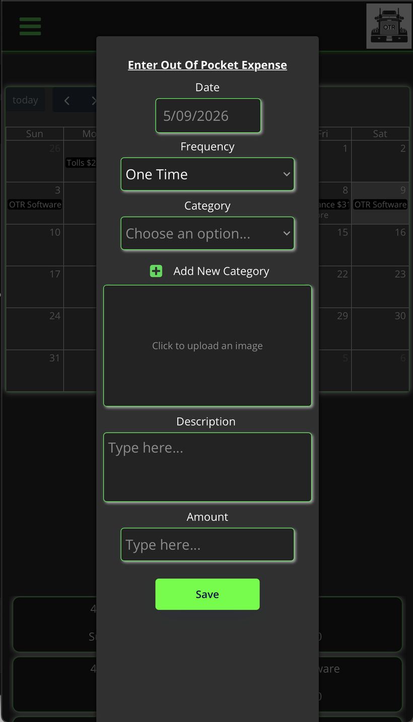 Enter out of pocket expense form