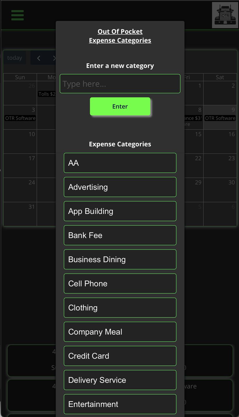 Expense categories list