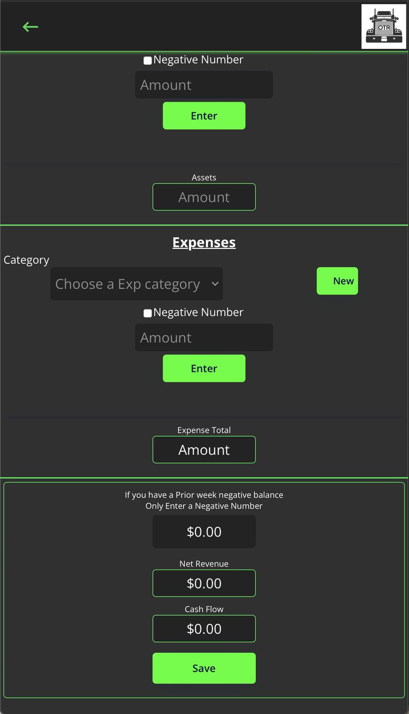 Revenue category dropdown