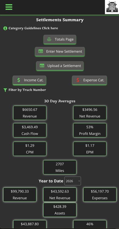Settlements Summary screen with Upload a Settlement button