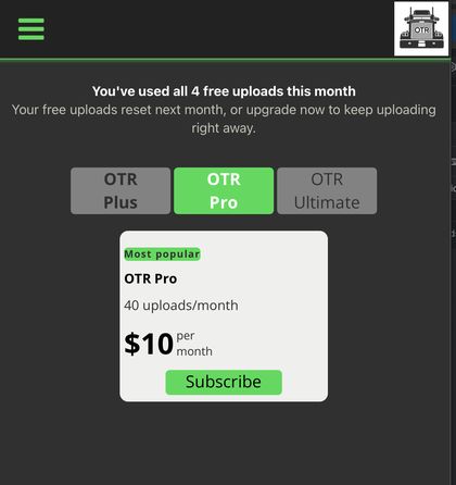You've used all 4 free uploads this month plan picker screen